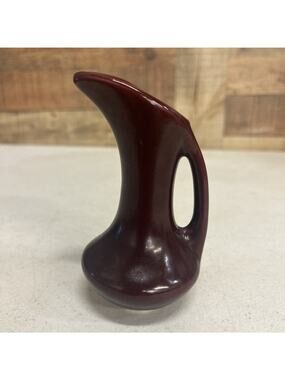 Vintage Glaze Pitcher Bud Vase Maroon Mid Century 5”